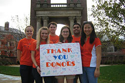 Photo of students holding a "Thank you donors" sign. Link to Tangible Personal Property
